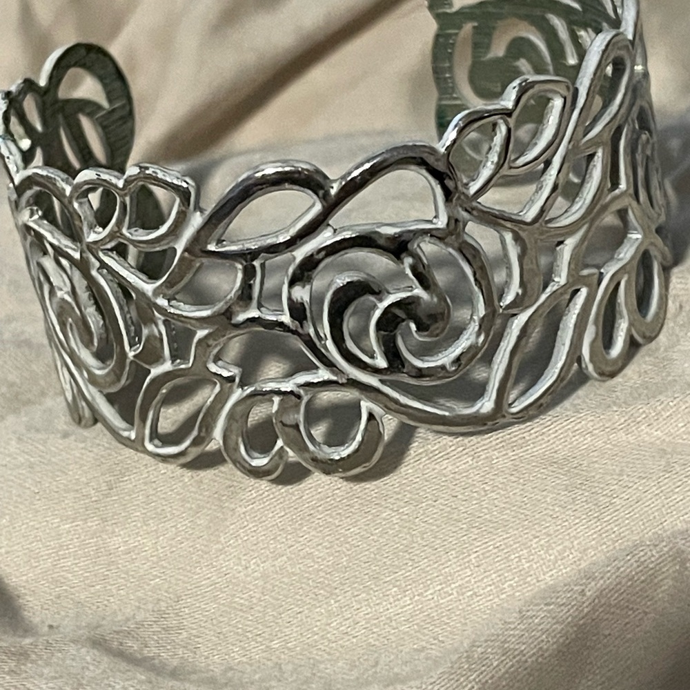 Elegant Silver Filigree Cuff Bracelet Classic Timeless